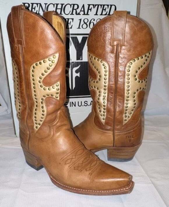 Frye Shoes - Frye Cowboy Boots Size 8 M Brown Leather Studded Western - Women’s